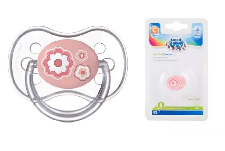 Canpol babies, Newborn baby, smoczek uspokajający, silikonowy, symetryczny, 18m+, różowy