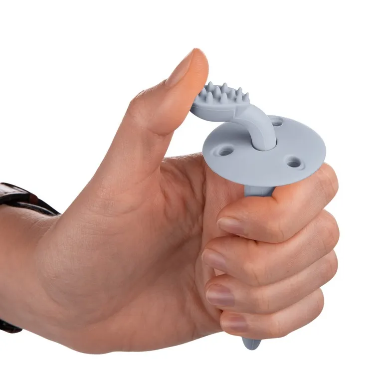 Canpol babies, silikonowa szczoteczka, gryzaczek z ogranicznikiem, niebieska