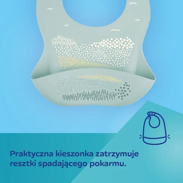 Canpol babies, śliniak silikonowy z kieszonką, green