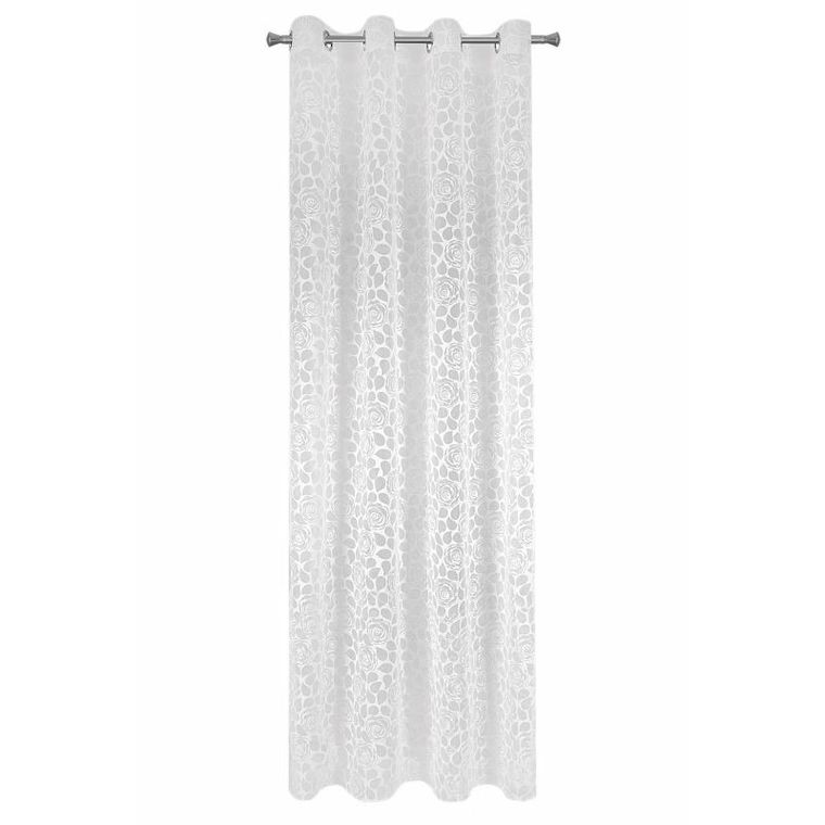 Caren, firana gotowa, zdobiona wzorem w róże, 140-250 cm