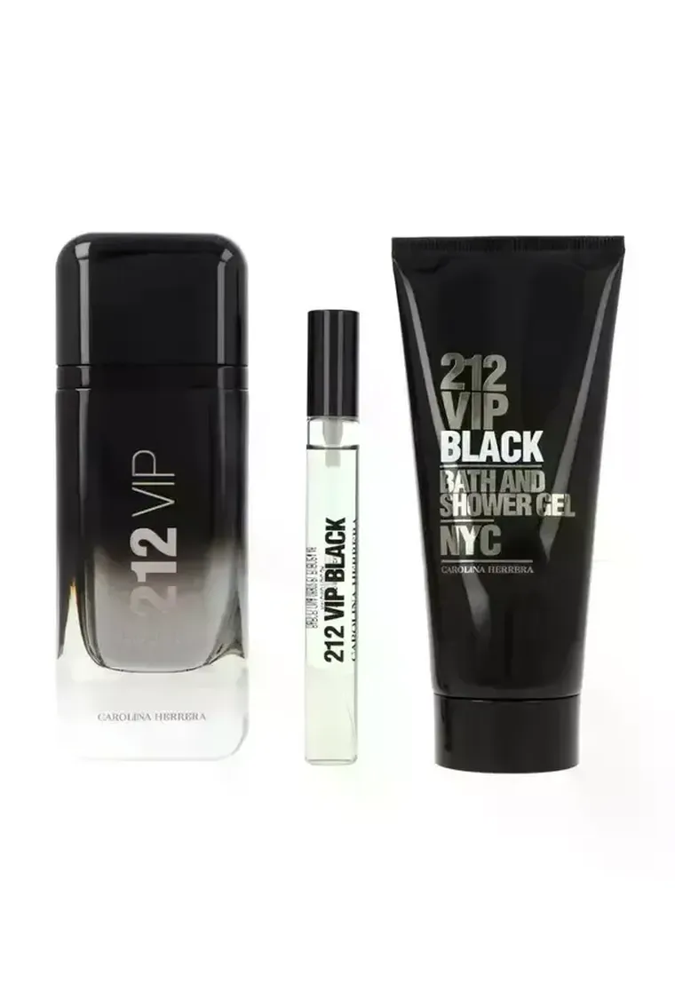 Carolina Herrera, 212 VIP Black, zestaw: woda perfumowana, 100 ml + żel pod prysznic, 100 ml + woda perfumowana, 10 ml