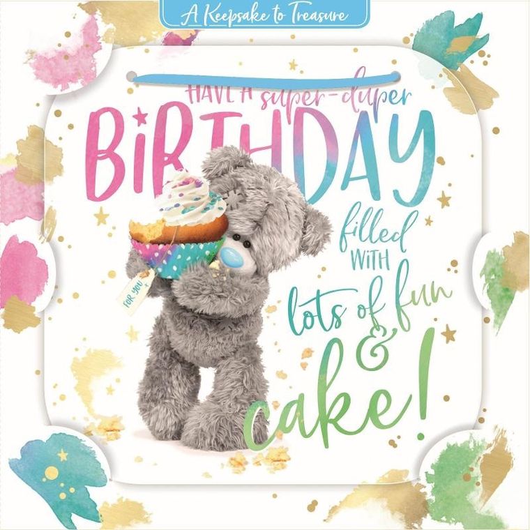 Carte Blanche, karnet holograficzny 3D, miś trzymający babeczkę