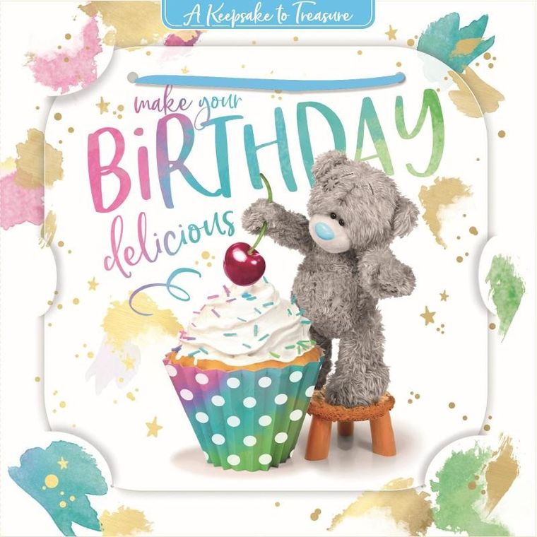 Carte Blanche, karnet holograficzny 3D, miś z wisienką na babeczce