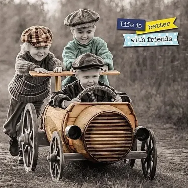 Carte Blanche, kartka holograficzna 3D, boys in car