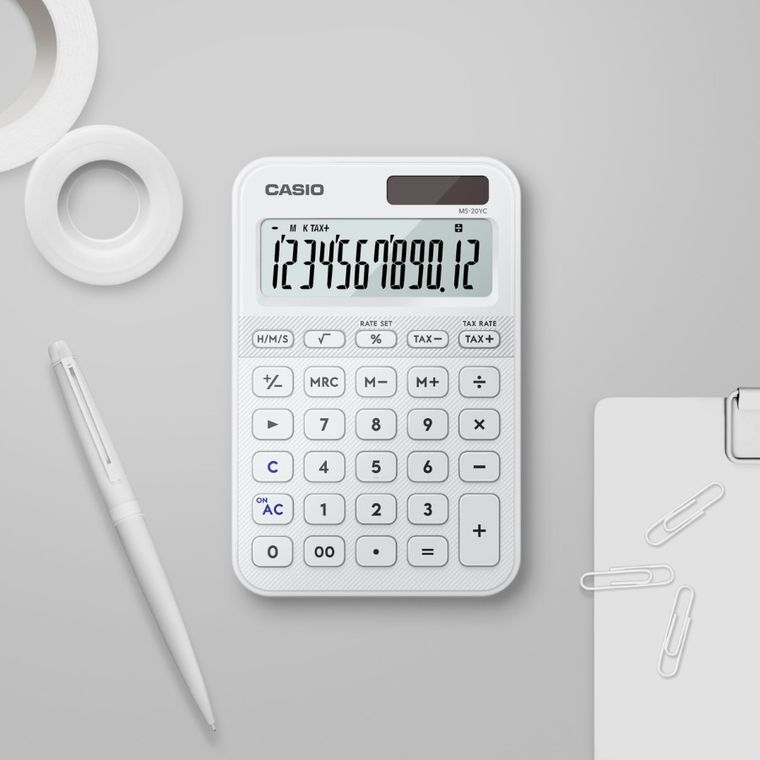 Casio, kalkulator biurowy, biały, 12 cyfrowy wyświetlacz