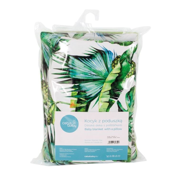 Ceba Baby, Flora & Fauna Pina, zestaw: koc dziecięcy 75-100 cm + poduszka 30-40 cm
