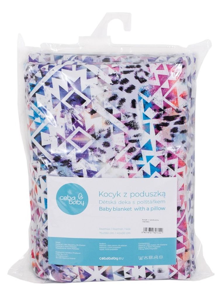 Ceba Baby, kocyk niemowlęcy z poduszką, biały, 75-100 cm