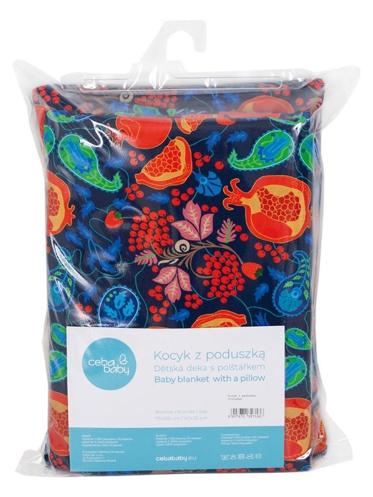 Ceba Baby, kocyk niemowlęcy z poduszką, granatowy, 75-100 cm