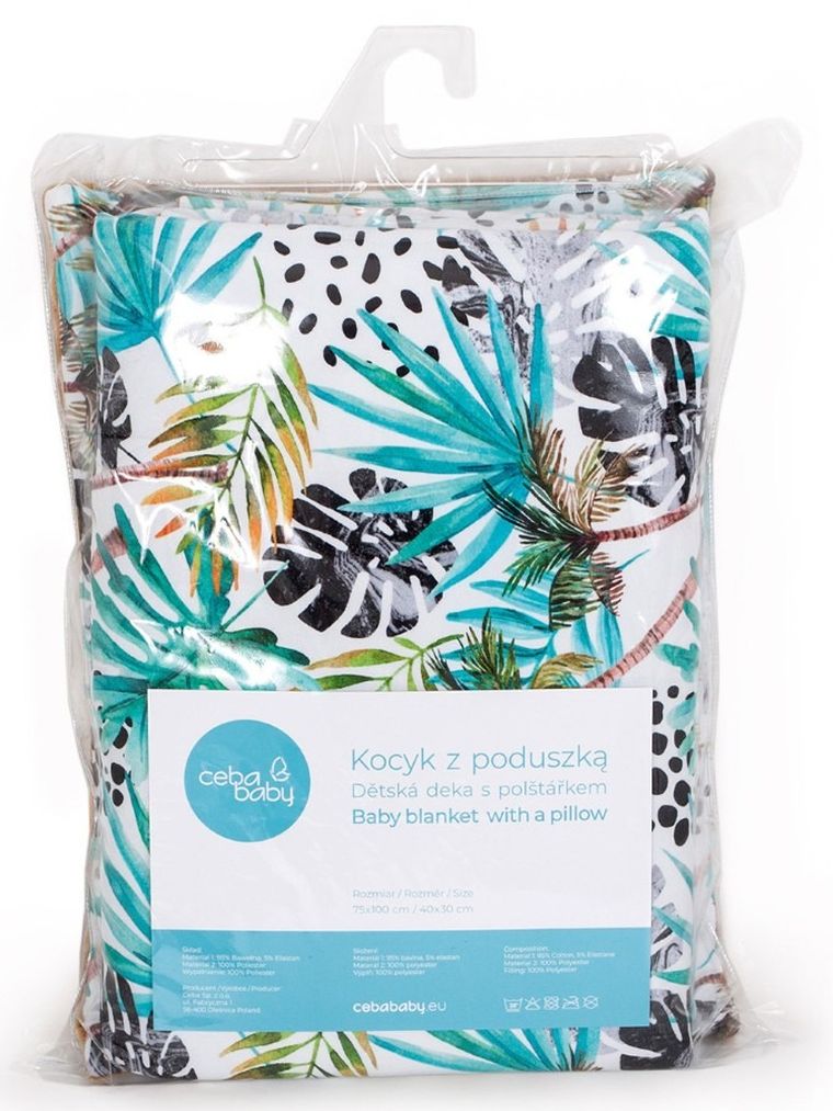 Ceba Baby, kocyk niemowlęcy z poduszką, pomarańczowy, 75-100 cm