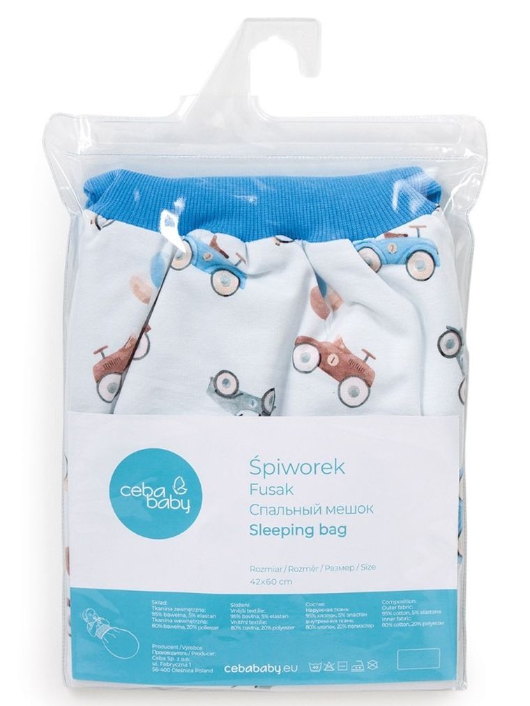 Ceba Baby, Retro Cars, śpiworek niemowlęcy, niebieski, 0-18 m