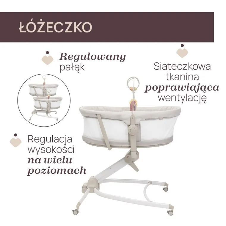 Chicco, Baby Hug Armonia, 4w1: łóżeczko, leżaczek i krzesełko do karmienia, motherpearl