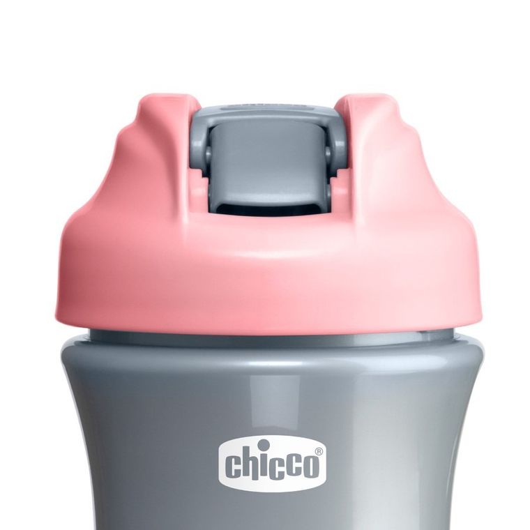 Chicco, bidon z miękkim ustnikiem, różowy, 350 ml, 2l+