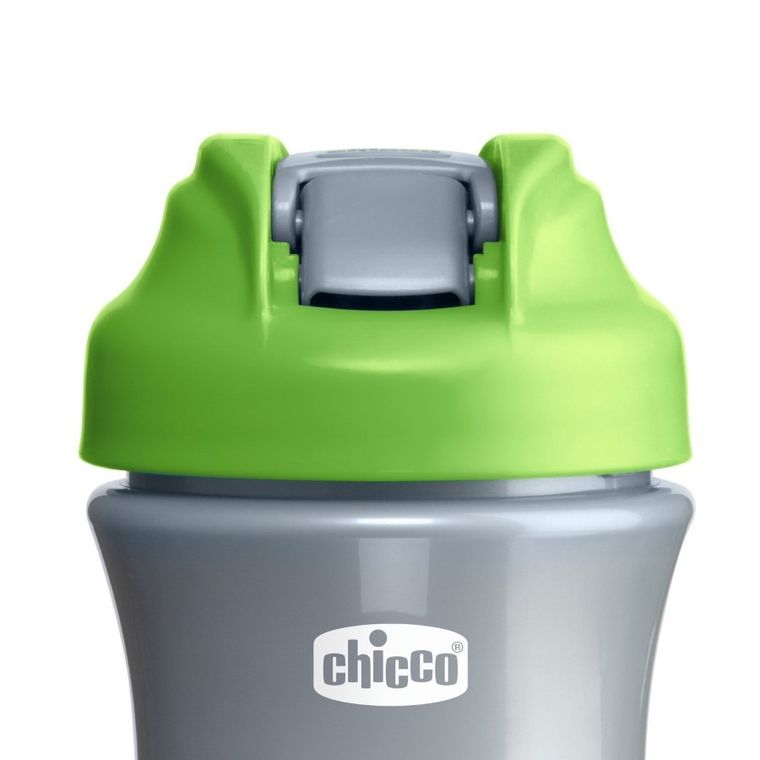 Chicco, bidon z miękkim ustnikiem, zielony, 350 ml, 2l+