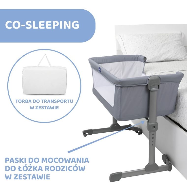 Chicco, Co-Sleeping, Next2me Essential, łóżeczko dostawne, stone