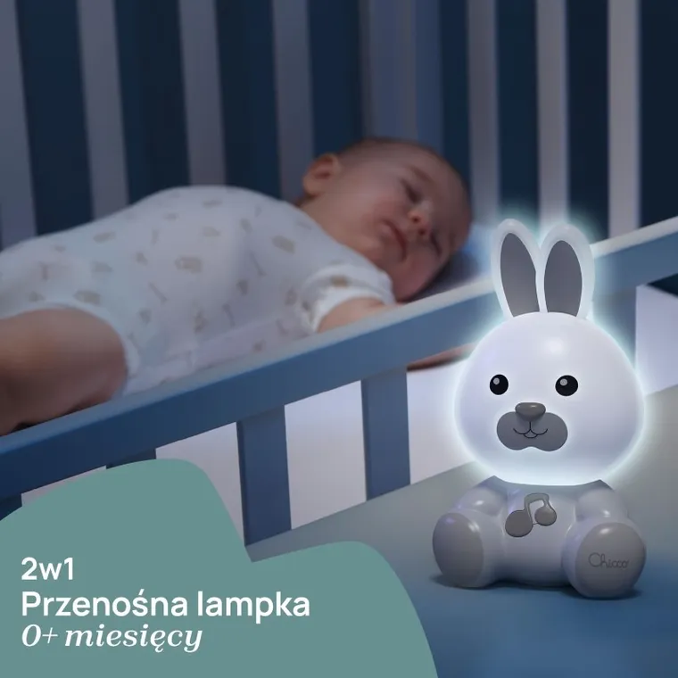 Chicco, First Dreams, Króliczek, lampka nocna, uspokajacz z dźwiękami, beżowa