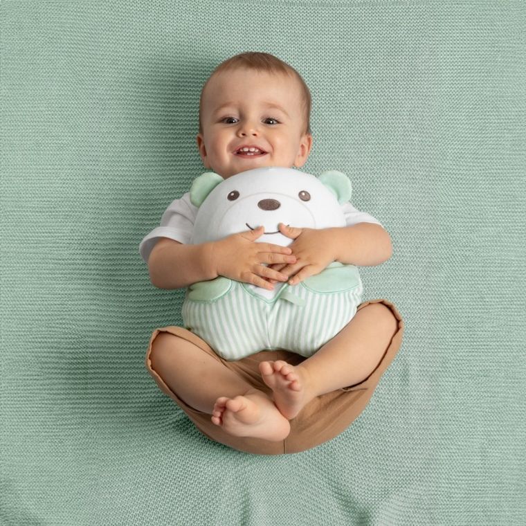 Chicco, First Dreams, Misiek Brzuszek, maskotka ze światłem i melodiami, miętowy