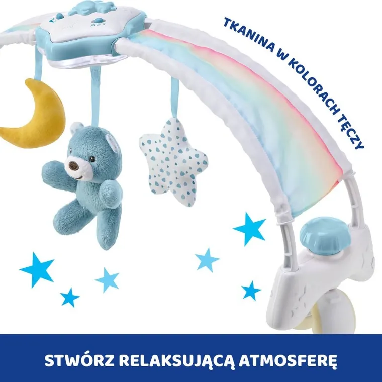 Chicco, First Dreams, Panel Rainbow Sky, nocna lampka z muzyką, uspokajacz, niebieski