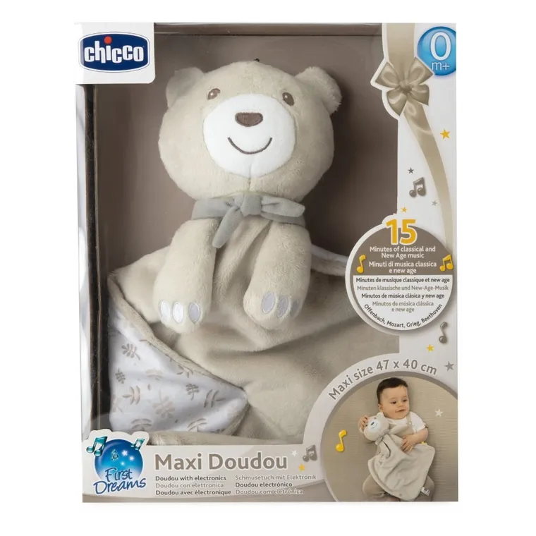 Chicco, First Dreams, przytulanka z muzyką, Maxi Doudou, beżowa