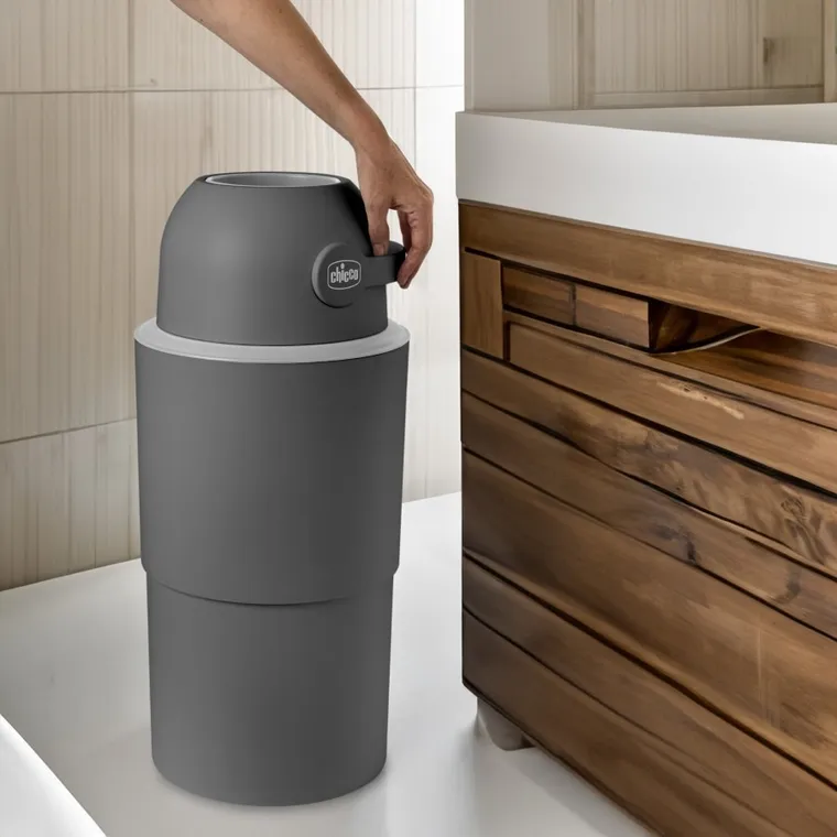 Chicco, kosz na pieluchy, teleskopowy, XL, grafitowy + worki