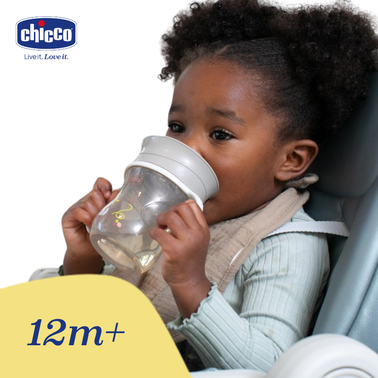 Chicco, kubek treningowy 360° do nauki samodzielnego picia, szary, 12m+, 200 ml