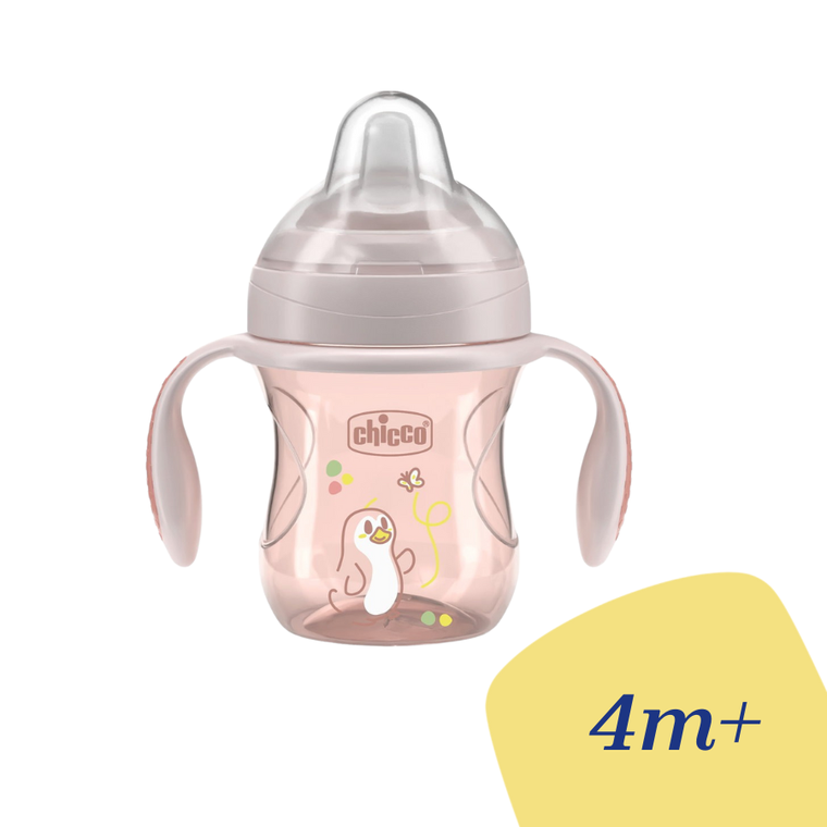 Chicco, kubek treningowy, niekapek z miękkim ustnikiem, beżowy, 4m+, 200 ml