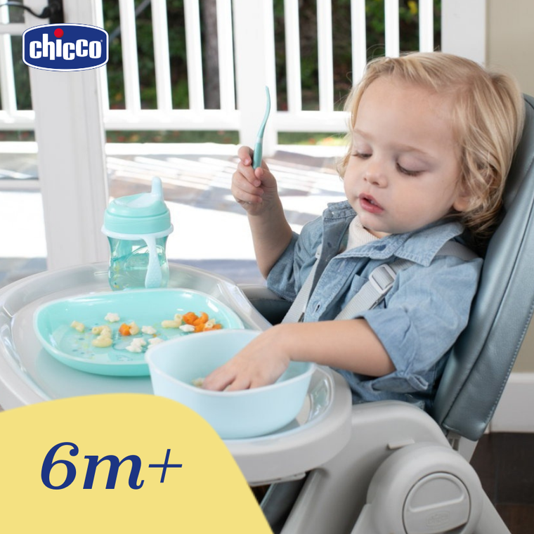 Chicco, miseczka z pokrywką, niebieska, 6m+