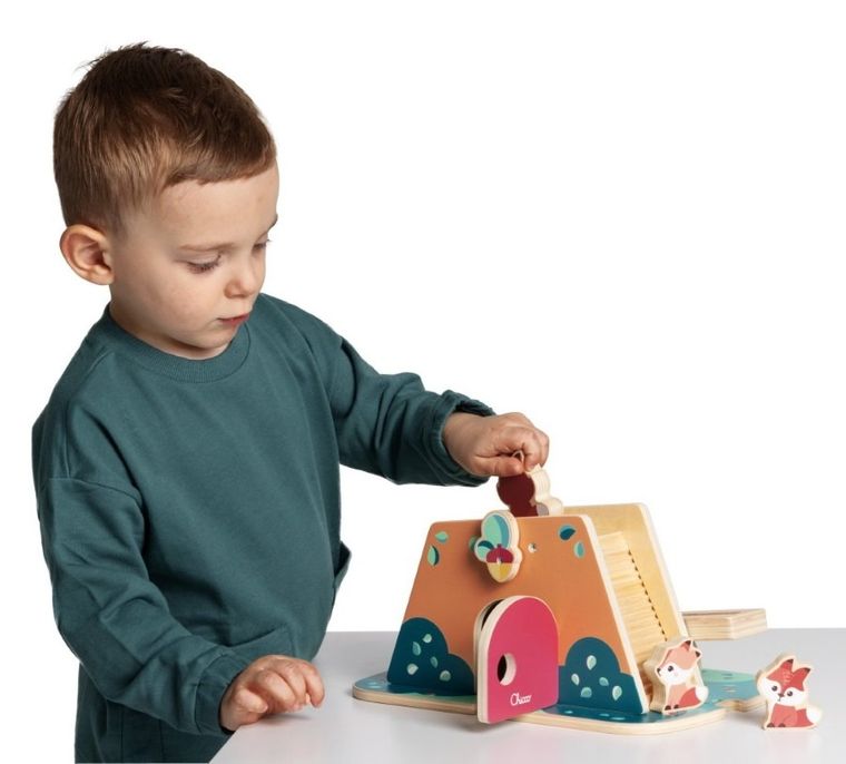 Chicco, My Wood Friends, Kryjówka lisów, zestaw figurek drewnianych