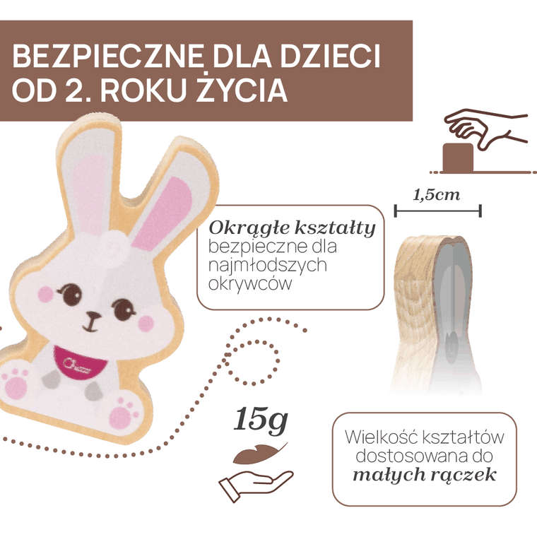 Chicco, My Wood Friends, Zestaw Mama, drewniane figurki króliczków, 2 szt.