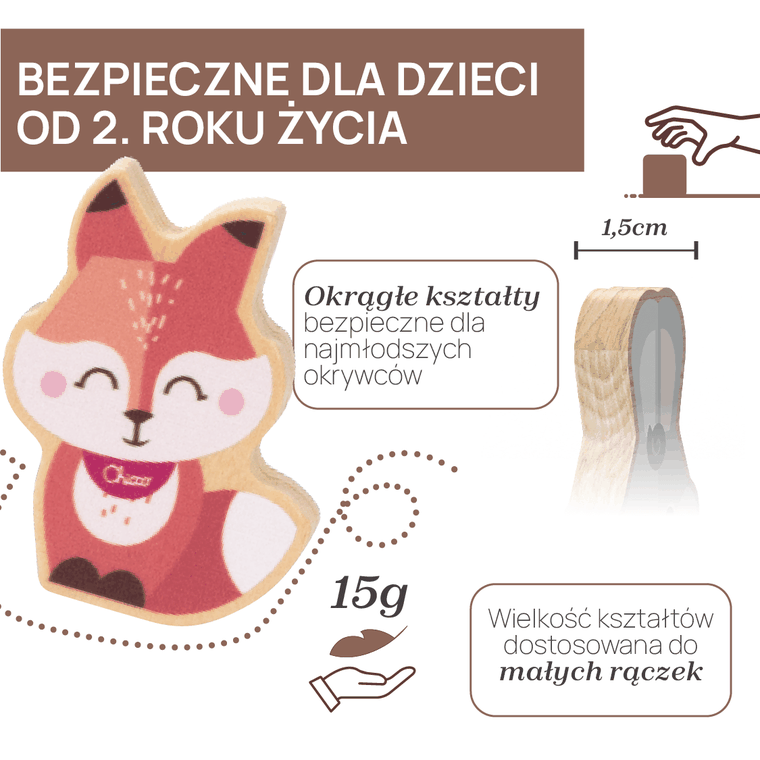 Chicco, My Wood Friends, Zestaw mama, drewniane figurki lisków, 2 szt.