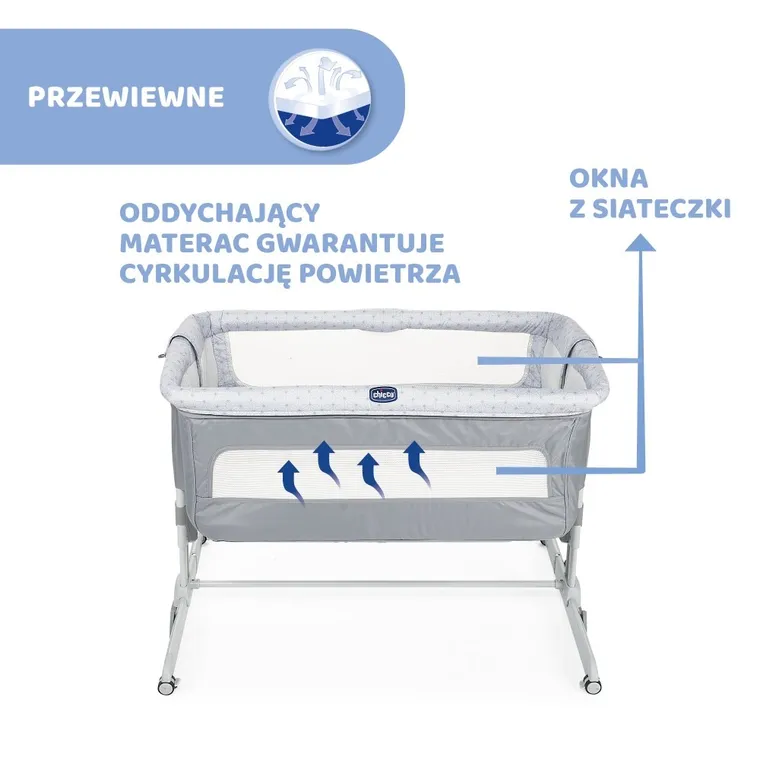 Chicco, Next2me Dream, łóżeczko dostawne, Silver