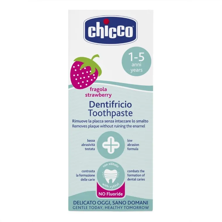Chicco, pasta do zębów o smaku truskawkowym, bez fluoru, 12m+, 50 ml