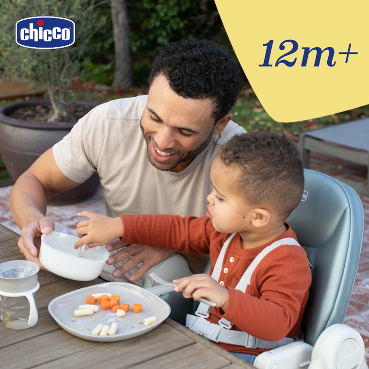 Chicco, pierwsze sztućce plastikowe, szare, 12m+
