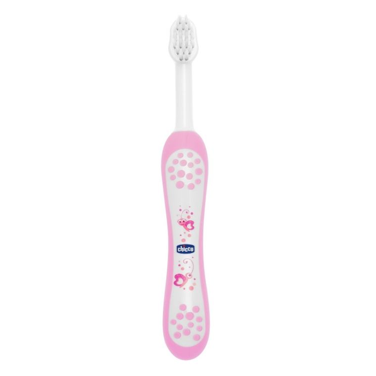 Chicco, szczoteczka do zębów, różowa, 6m+