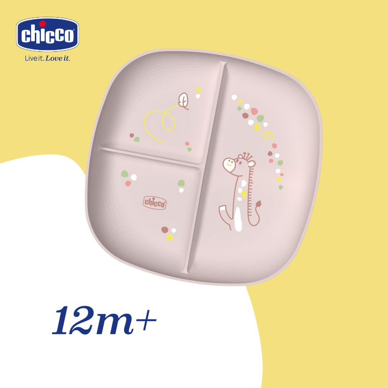 Chicco, talerz 3-dzielny, beżowy, 12m+