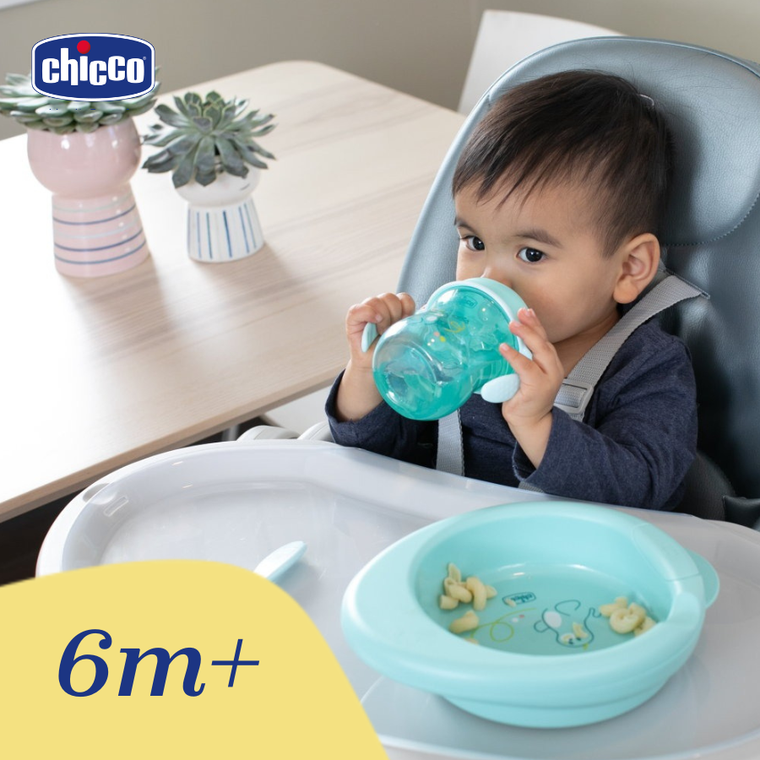 Chicco, talerz podgrzewany, turkusowy, 6m+