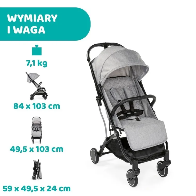 Chicco, Trolley Me, wózek spacerowy, Light Grey