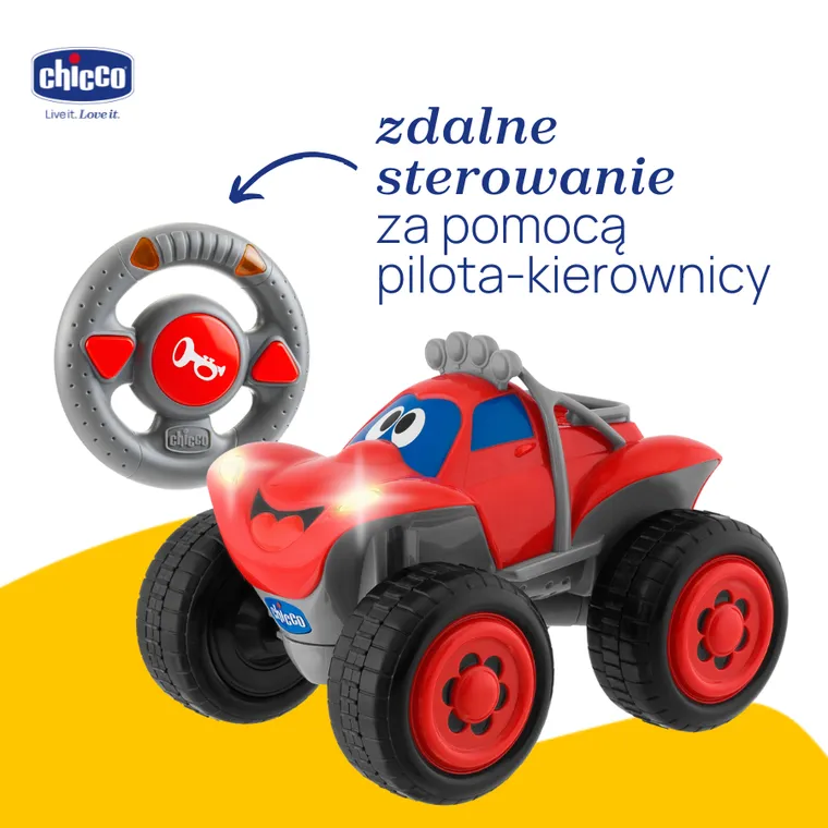 Chicco, Turbo Team, Billy BigWheels, pojazd zdalnie sterowany, czerwony