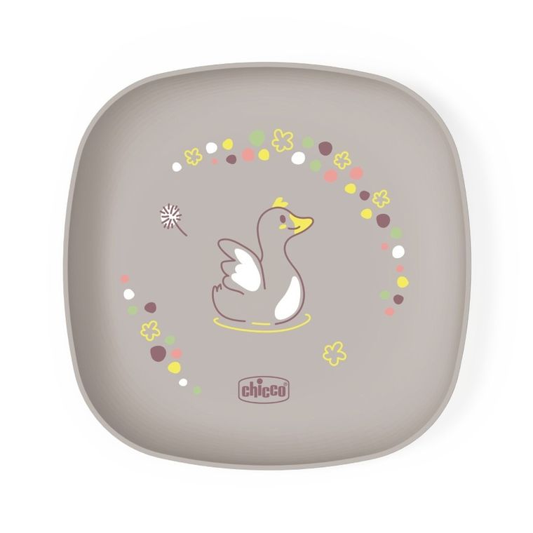 Chicco, zestaw 2 talerzy, szary, 12m+