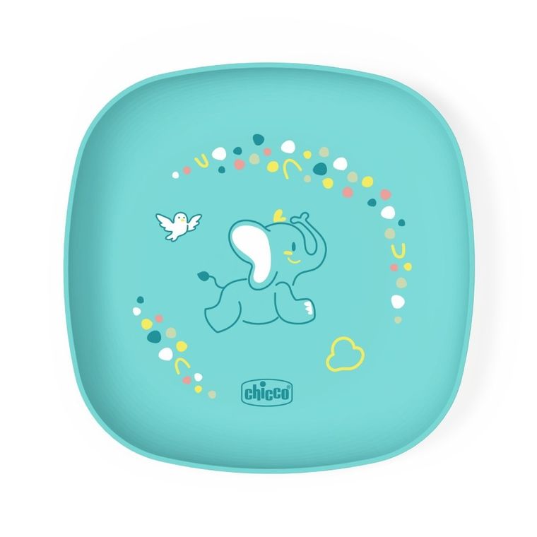 Chicco, zestaw 2 talerzy, turkusowy, 12m+