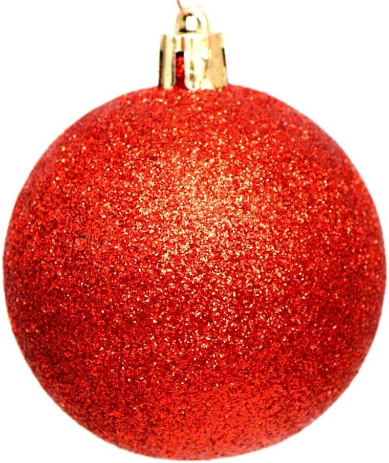 Christmas Decoration, bombka dekoracyjna, plastikowa, czerwony, 60 mm, 12 szt.