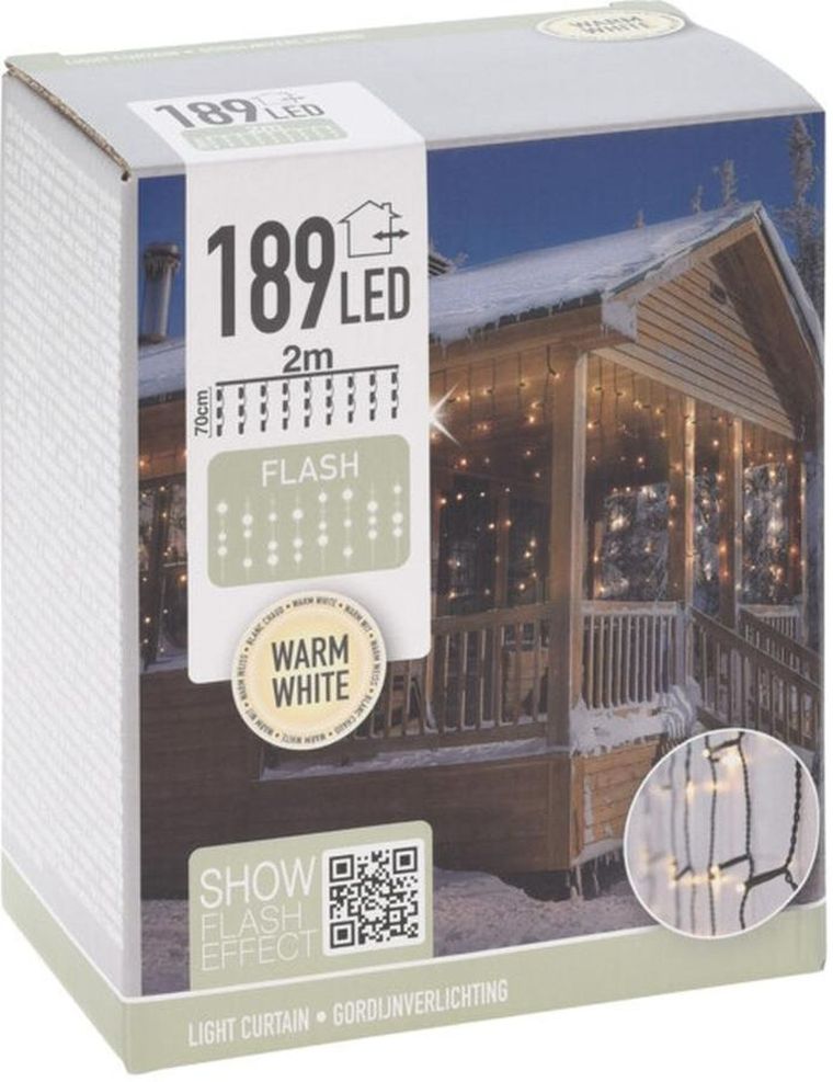 Christmas Decoration, lampki choinkowe, kurtyna świetlna zewnętrzna, 200-70 cm, led ciepły biały flash