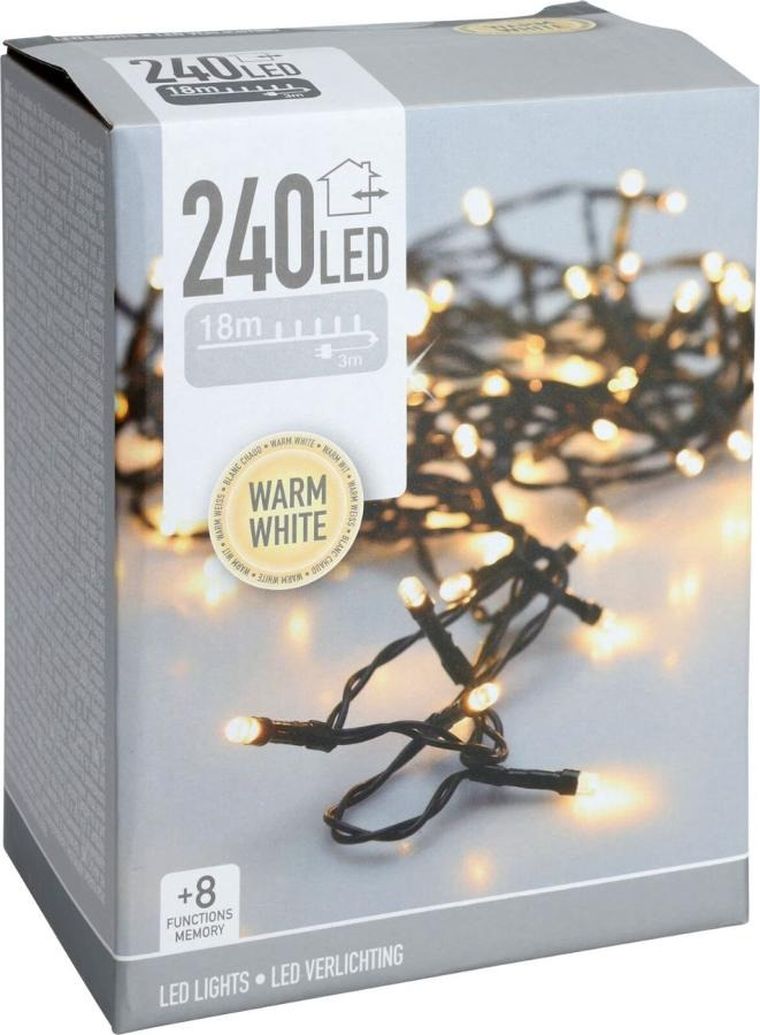 Christmas Decoration, lampki choinkowe, łańcuch świetlny, 240 led timer, ciepły, biały