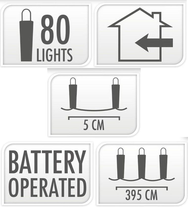 Christmas Decoration, lampki druciki na baterie, girlanda 80 led, zimny biały