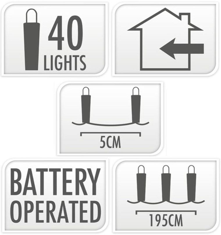Christmas Decoration, lampki girlanda 40 led, zimny biały