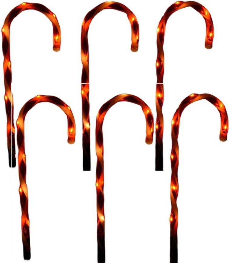 Christmas Decoration, lampki zewnętrzne laski świąteczne, Candy, 6 szt.