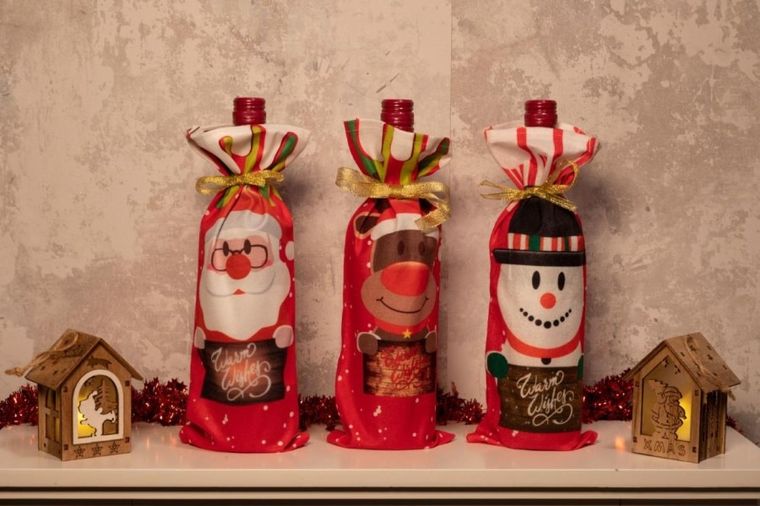 Christmas gifts, torebka świąteczna na butelkę, bałwanek