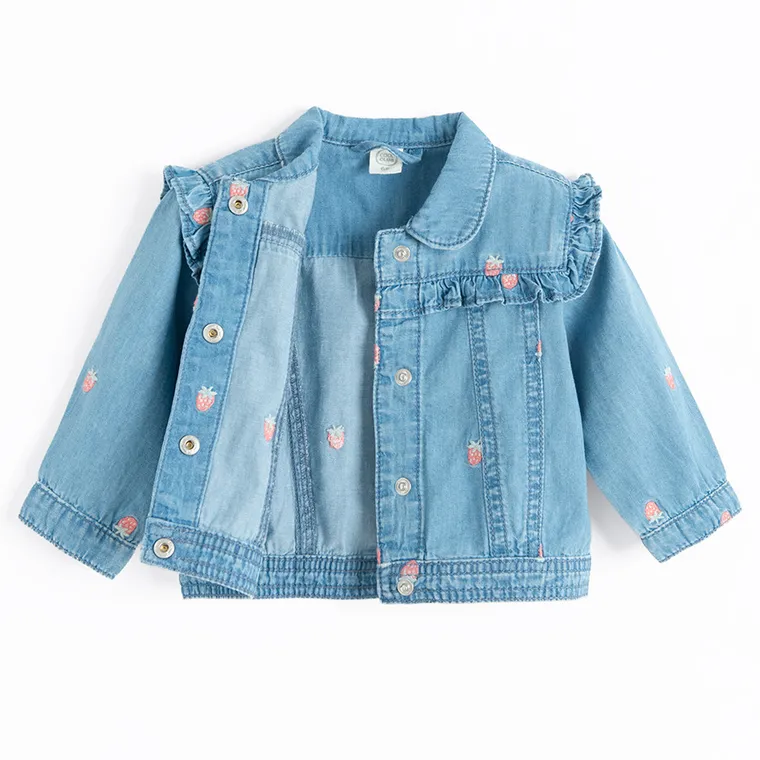 Cienka jeansowa kurtka w truskawki Cool Club