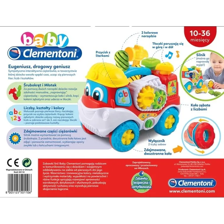 Clementoni, Baby, Eugeniusz drogowy geniusz, zabawka interaktywna