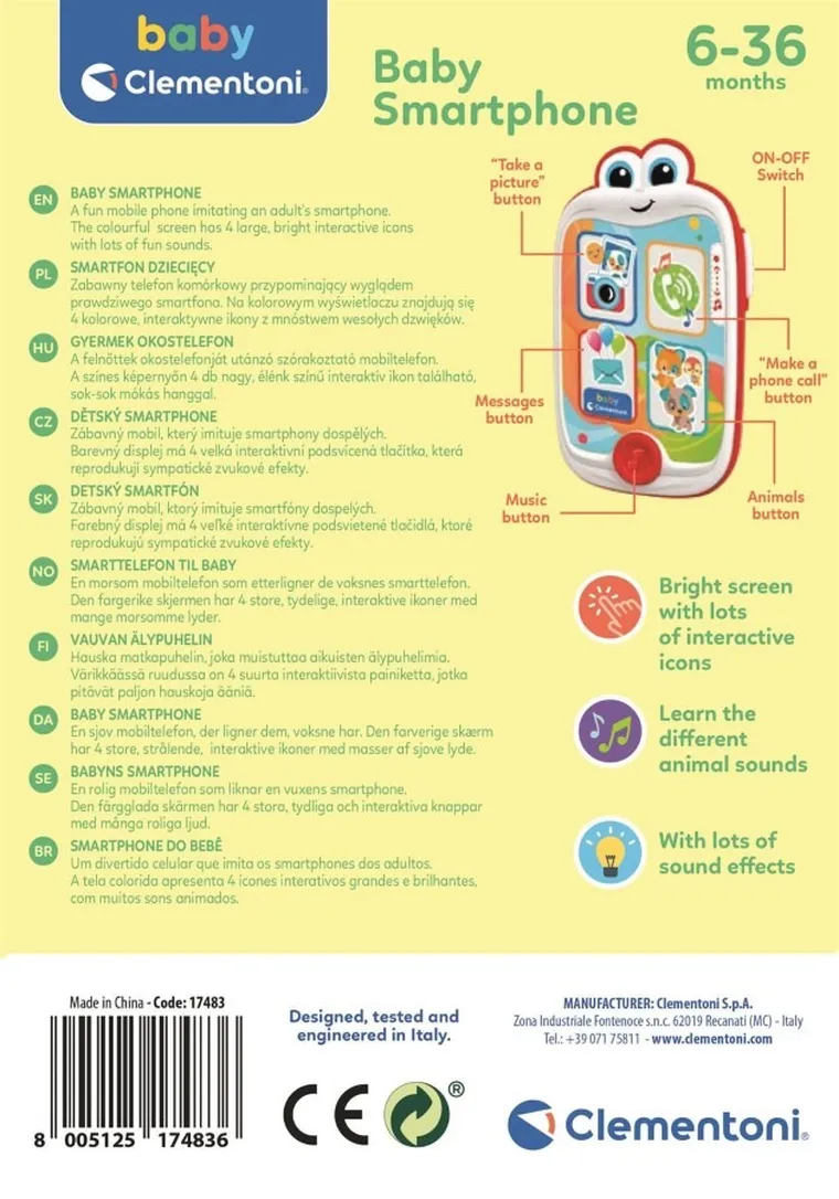 Clementoni, Baby, smartfon dziecięcy, zabawka interaktywna