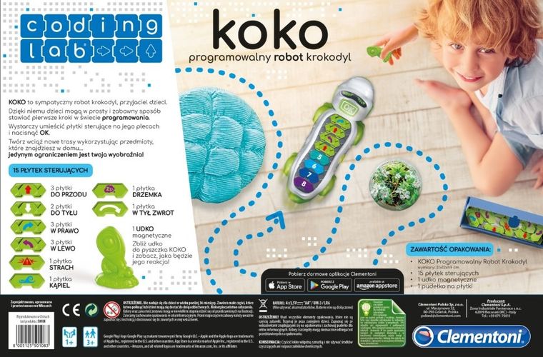 Clementoni, Koko programowalny robot krokodyl, zabawka interaktywna